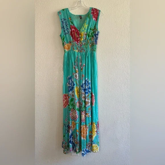 Anthropologie Me 2 Magic Floral Maxi Dress Tropical Resort-wearViscose M Summer - Picture 3 of 12